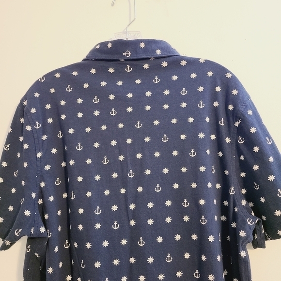 J. Crew Mercantile | Men's Quarter Button Anchor Wheel Navy Shirt (Size XL) - Picture 11 of 13